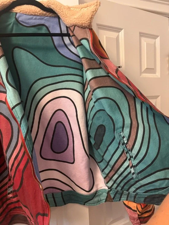 Reversible Multicolor Retro Sherpa-Lined Teddy Jacket - Picture 4 of 4